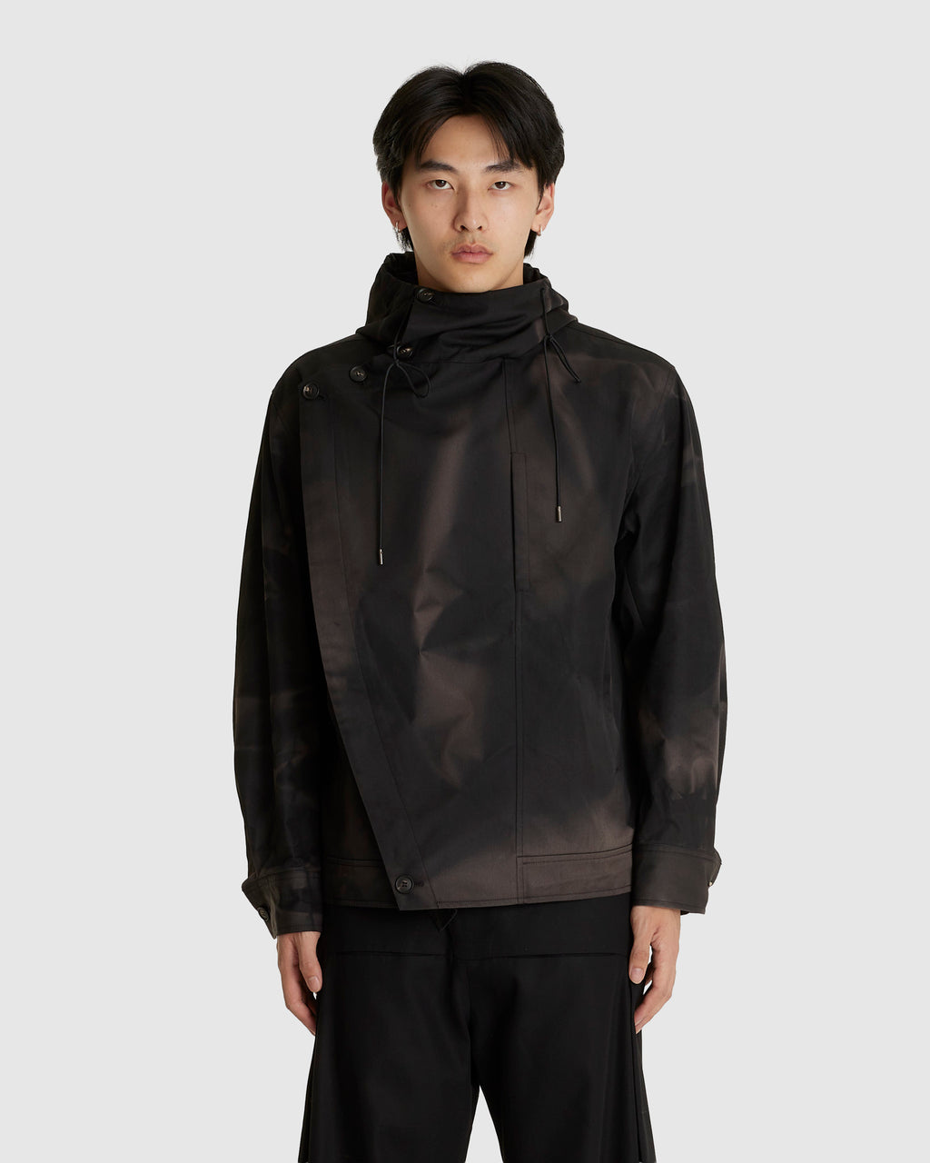 Sun-Bleached Asymmetric Front Jacket Black