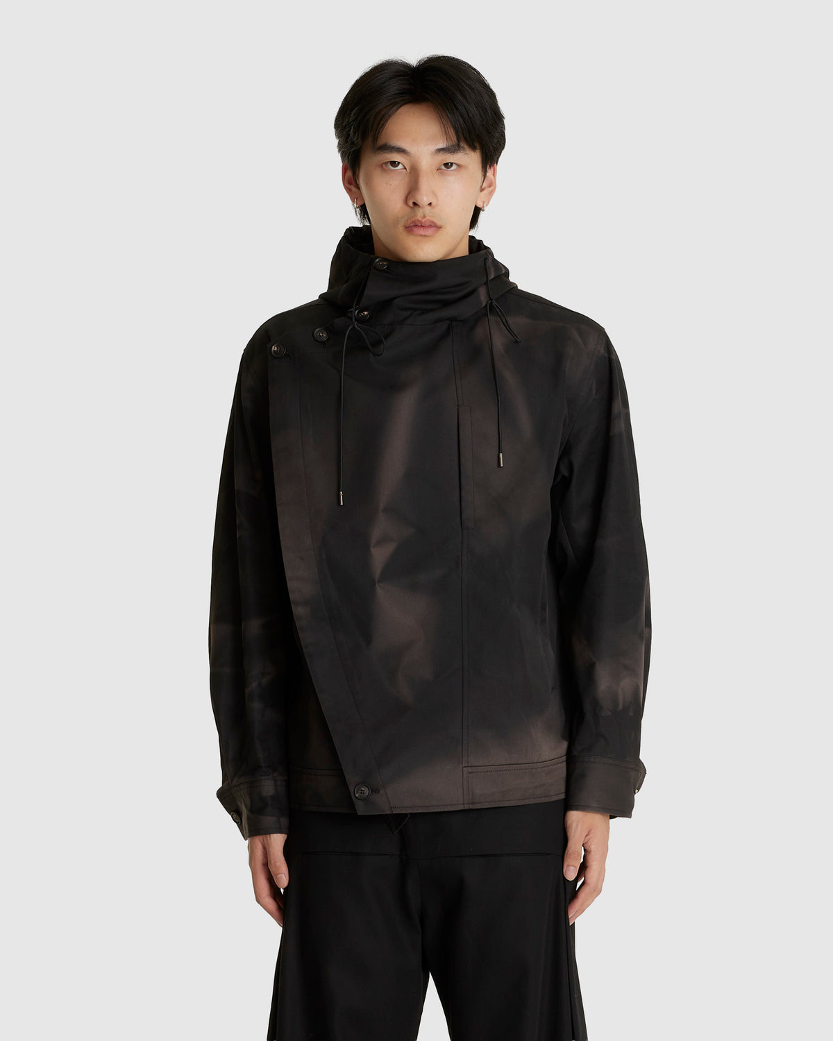 Sun-Bleached Asymmetric Front Jacket Black