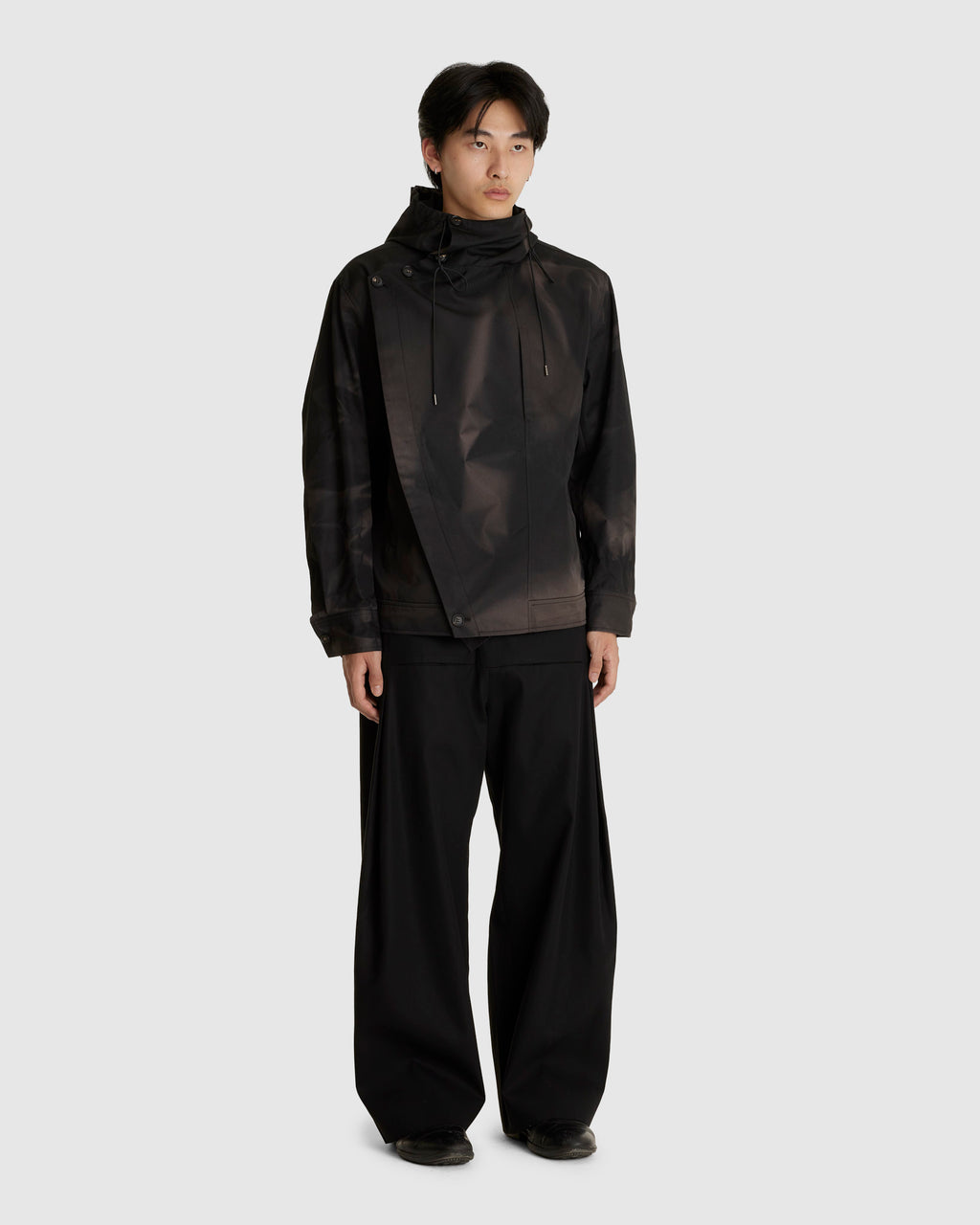 Sun-Bleached Asymmetric Front Jacket Black