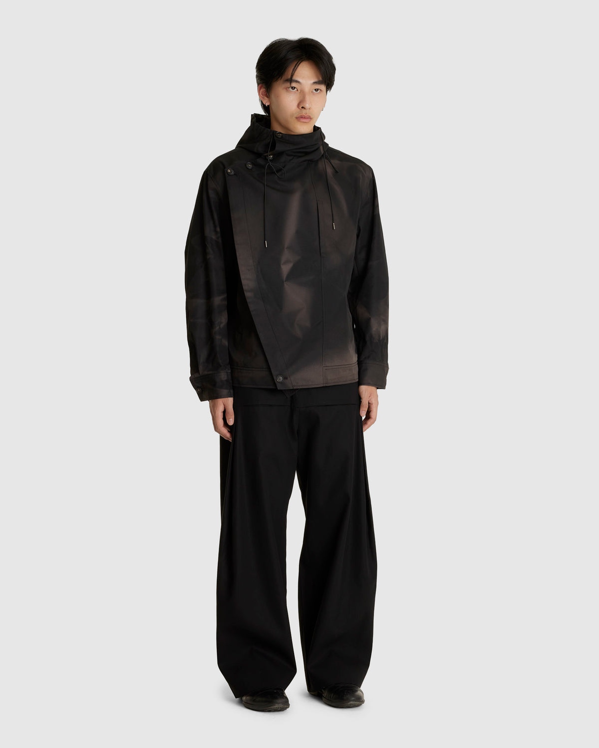 Sun-Bleached Asymmetric Front Jacket Black