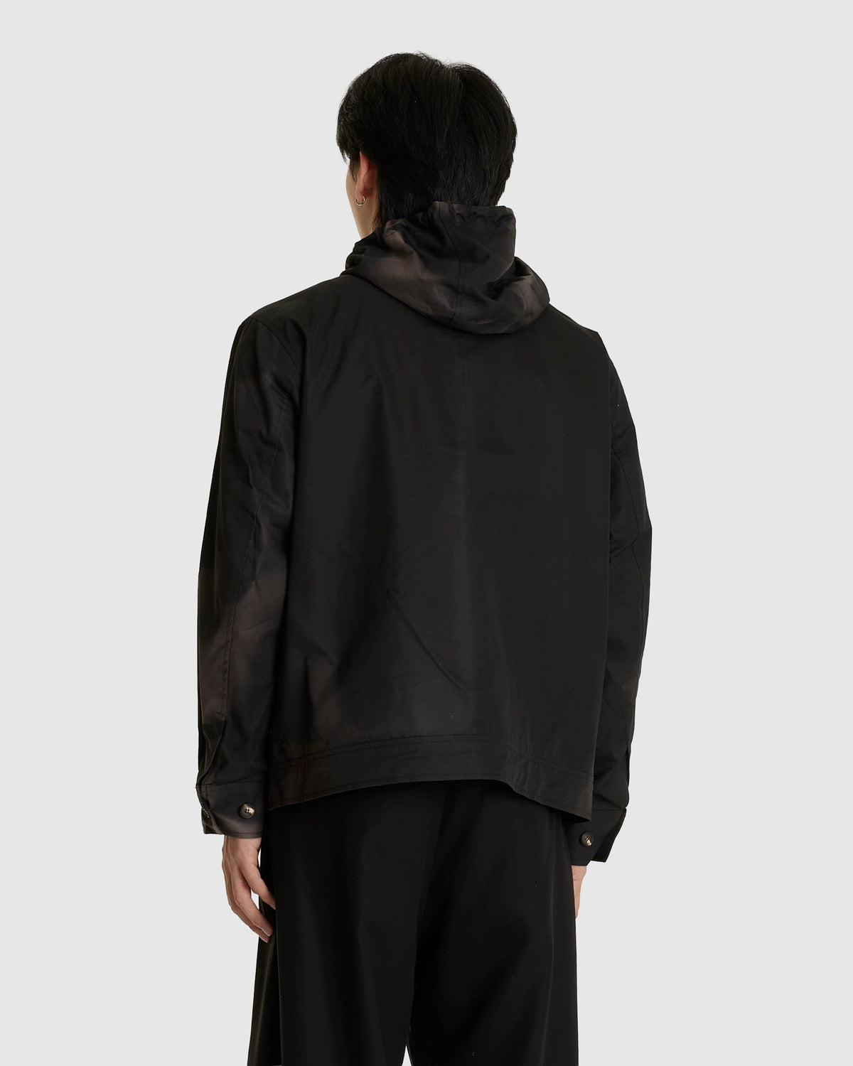 Sun-Bleached Asymmetric Front Jacket Black