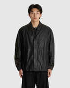 Shawl Collar Leather Bomber Black