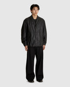 Shawl Collar Leather Bomber Black