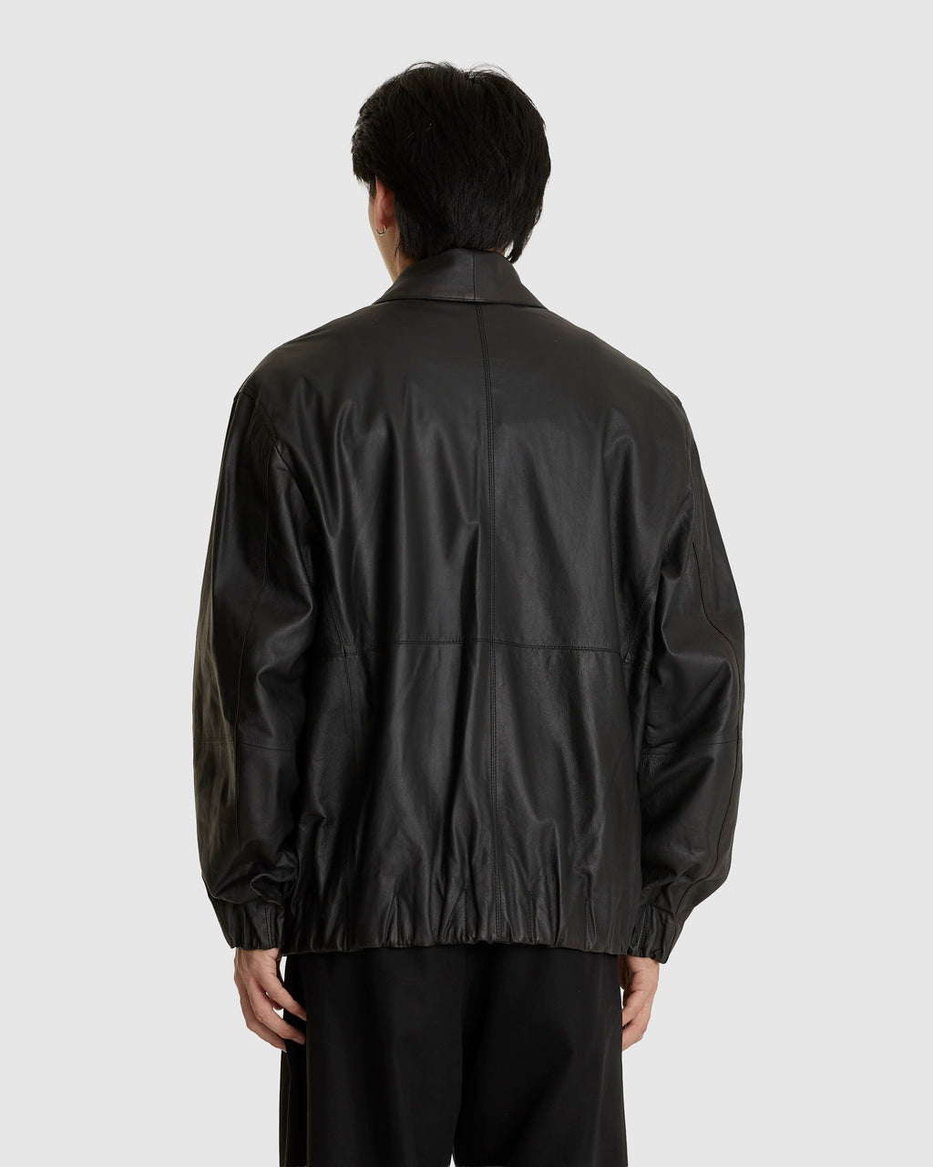 Shawl Collar Leather Bomber Black