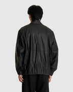 Shawl Collar Leather Bomber Black