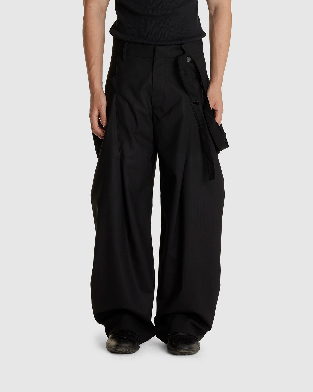Layered Panel Trousers Black