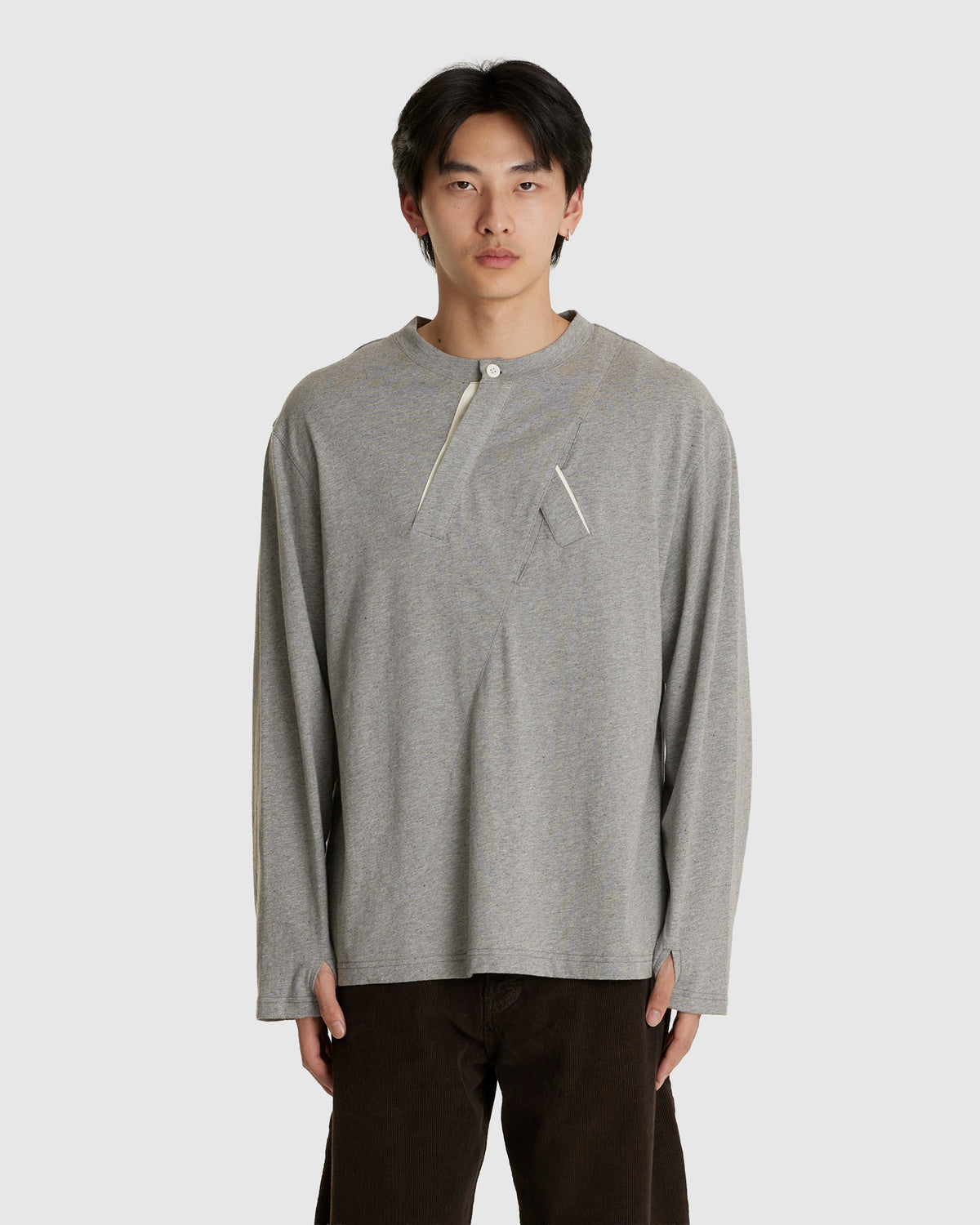 Interweaved Silk & Cotton Henley Shirt