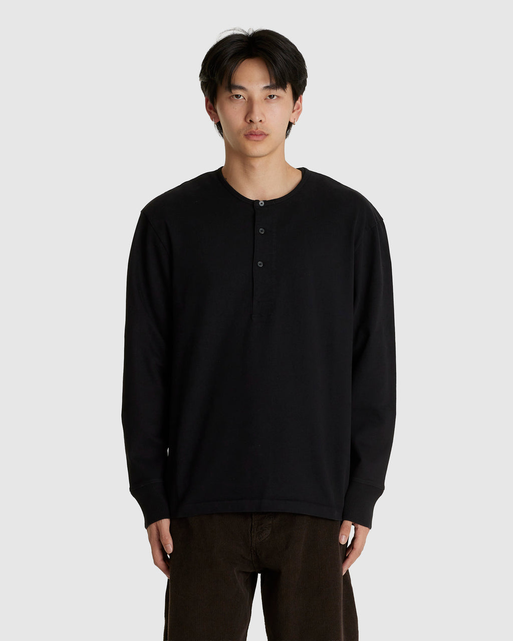Kuyto L/S Henley T-Shirt Black
