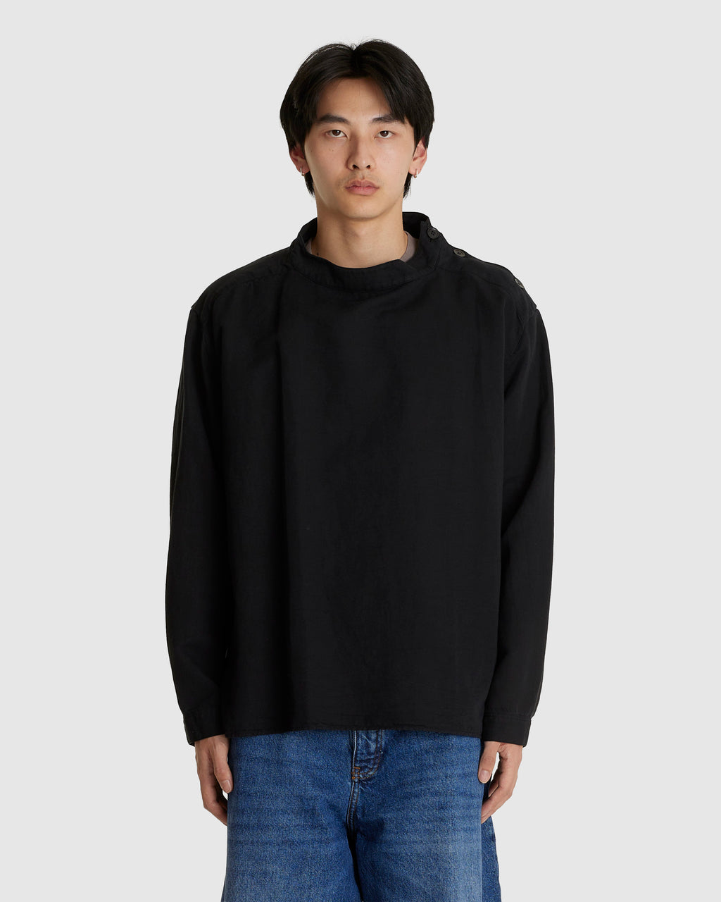 Holkham Stand Collar Popover Shirt