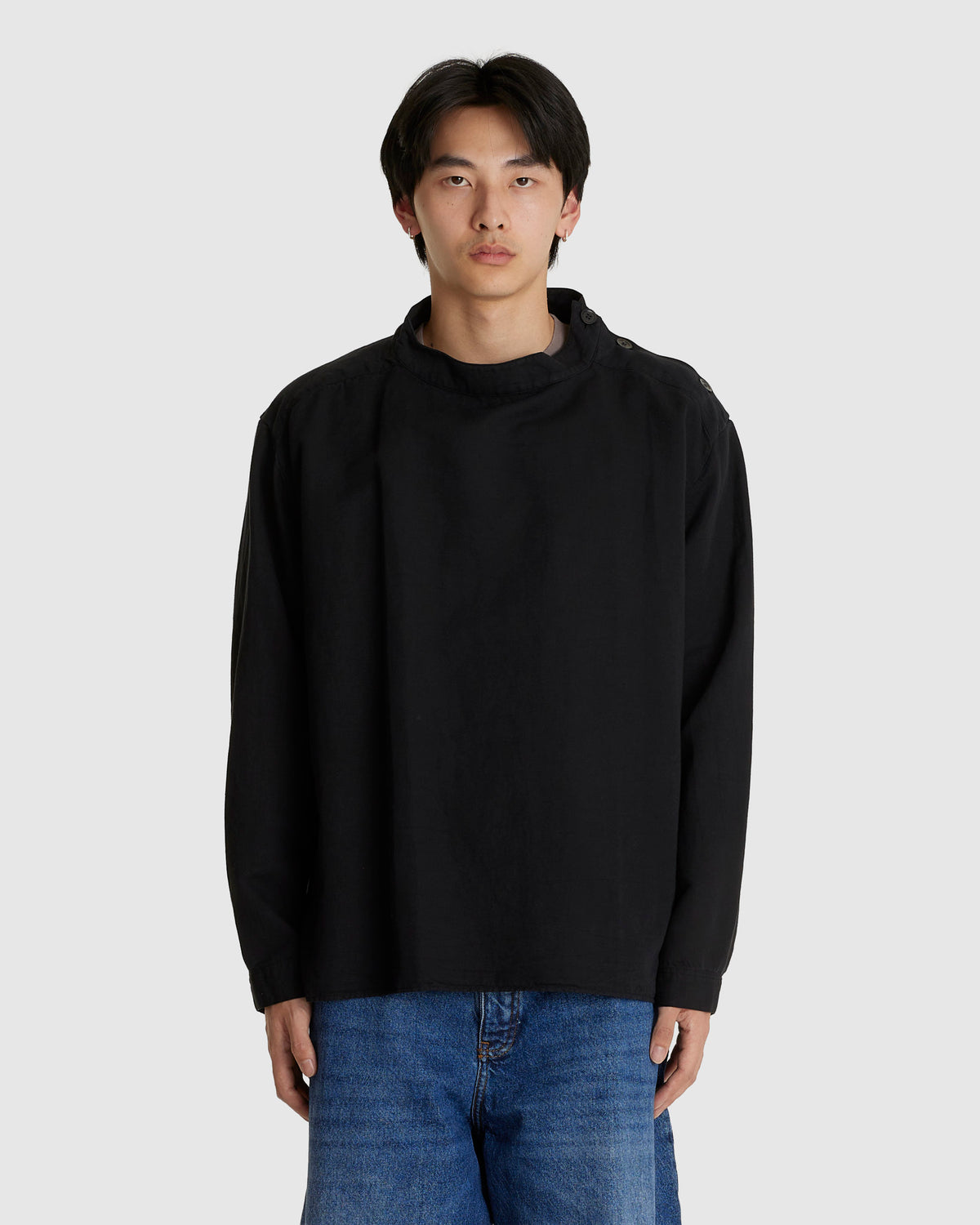 Holkham Stand Collar Popover Shirt
