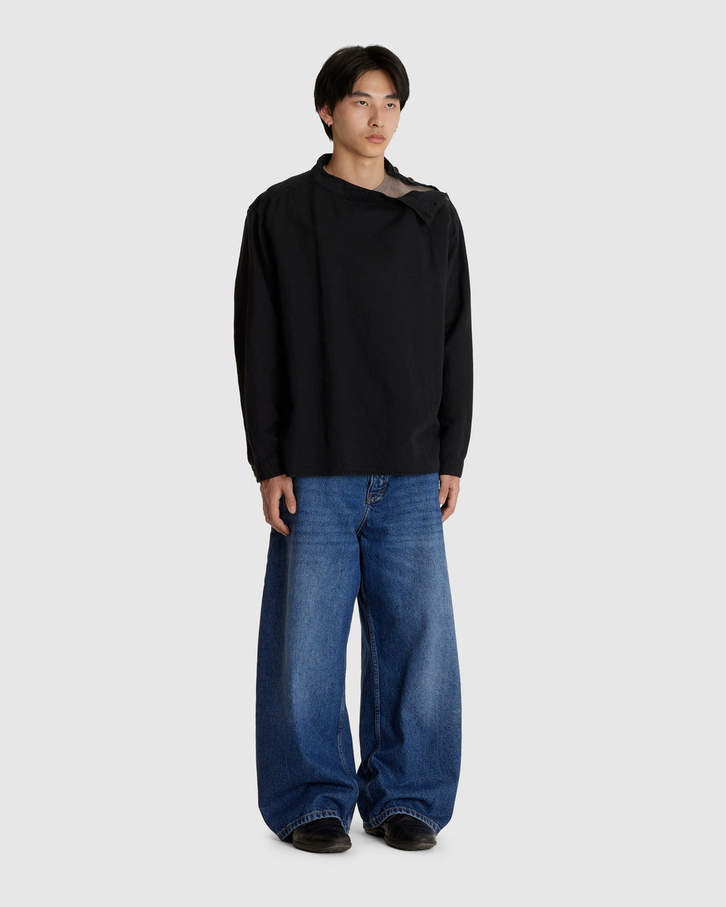 Holkham Stand Collar Popover Shirt