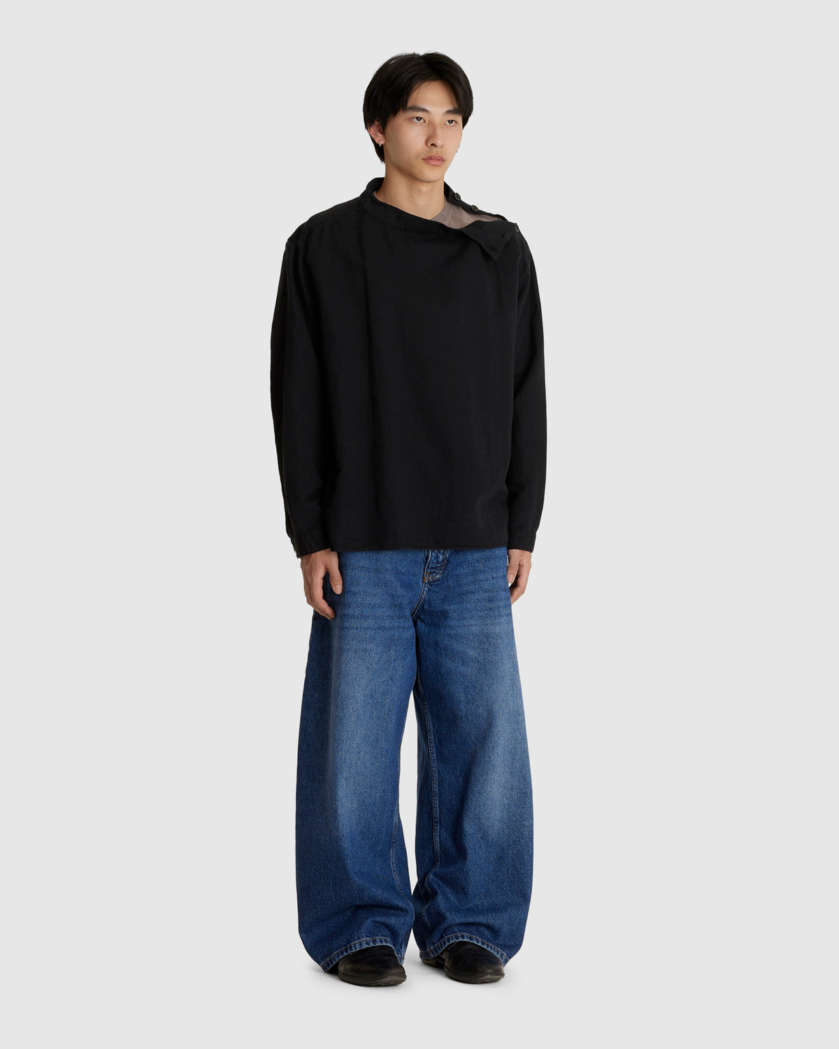Holkham Stand Collar Popover Shirt