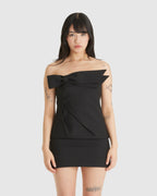 Bow Pintuck Pleated Dress