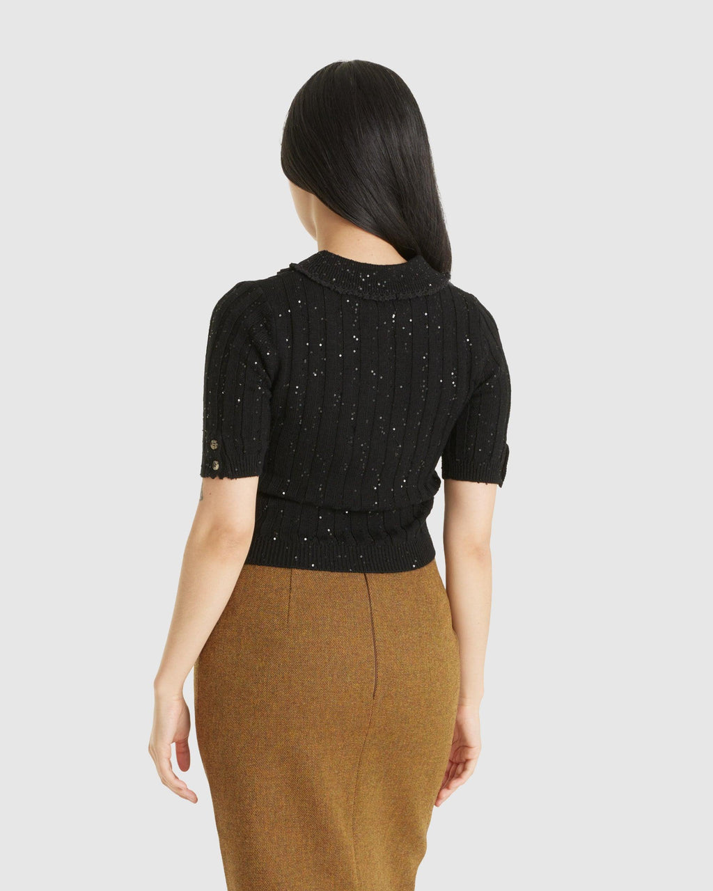 Sequins Short Sleeve Knit Top