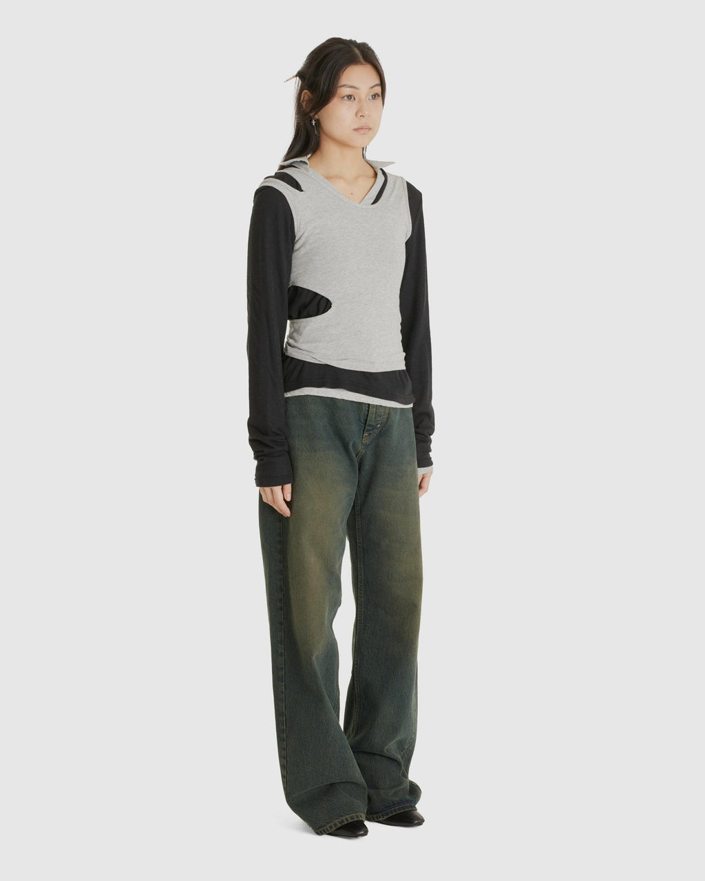 Jess Three Layers Polo Black/Grey