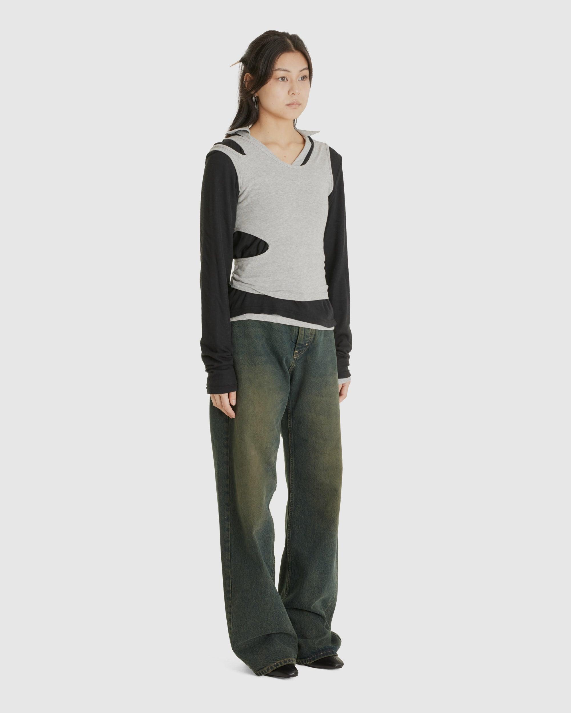 Jess Three Layers Polo Black/Grey