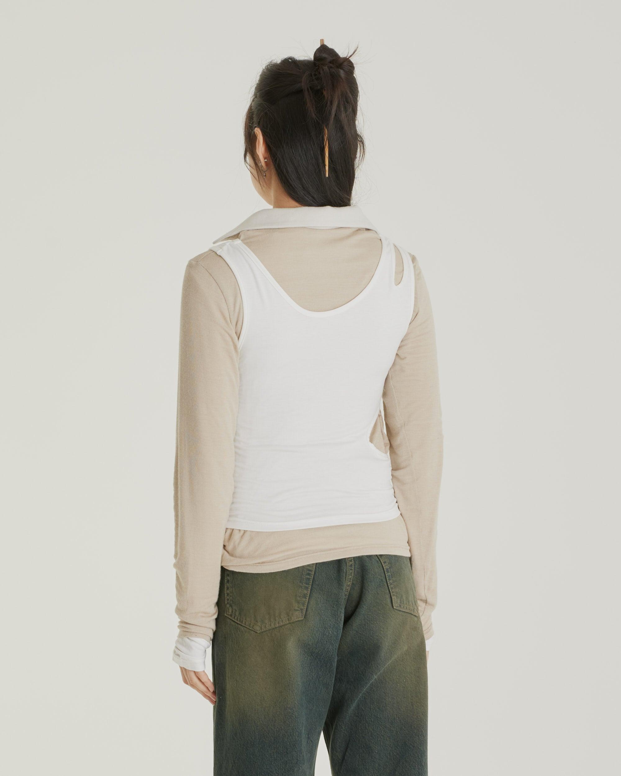 Jess Three Layers Polo Beige/White