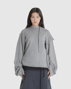 Strap Loose Long-sleeve Knit Grey