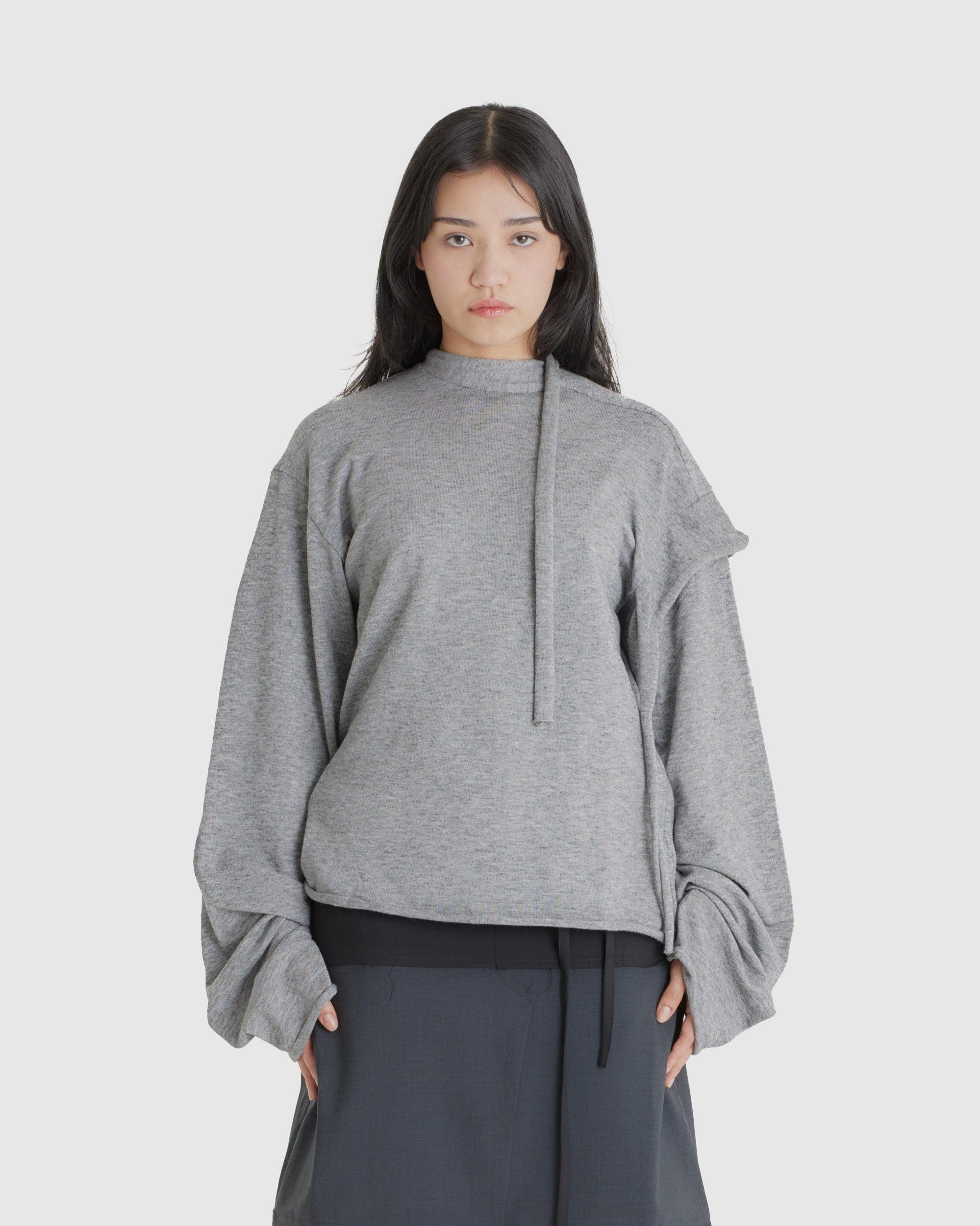 Strap Loose Long-sleeve Knit Grey