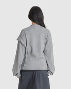 Strap Loose Long-sleeve Knit Grey