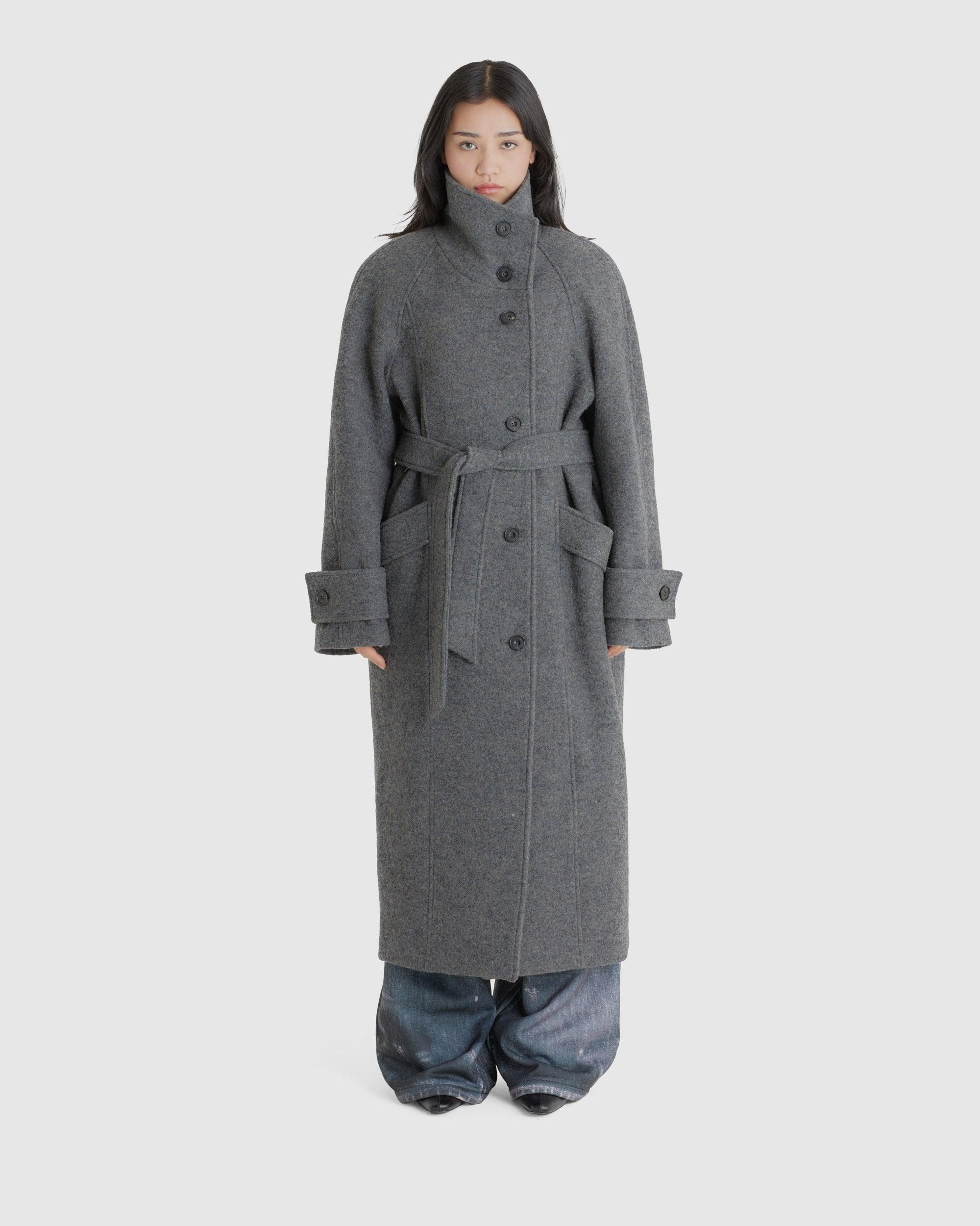 Wool High Neck Cocoon Coat