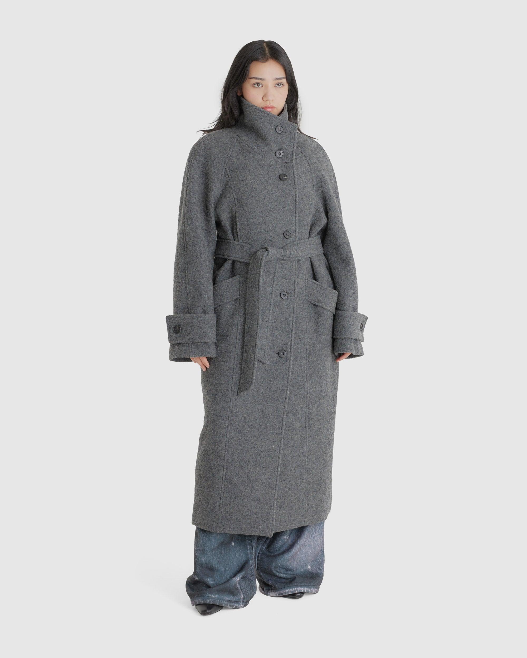 Wool High Neck Cocoon Coat