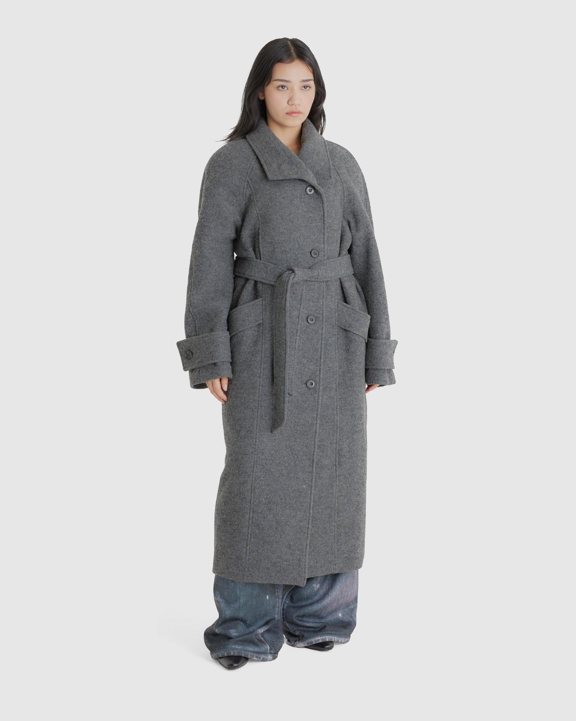 Wool High Neck Cocoon Coat