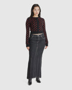 Moon Laser Denim Long Skirt