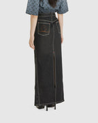 Moon Laser Denim Long Skirt