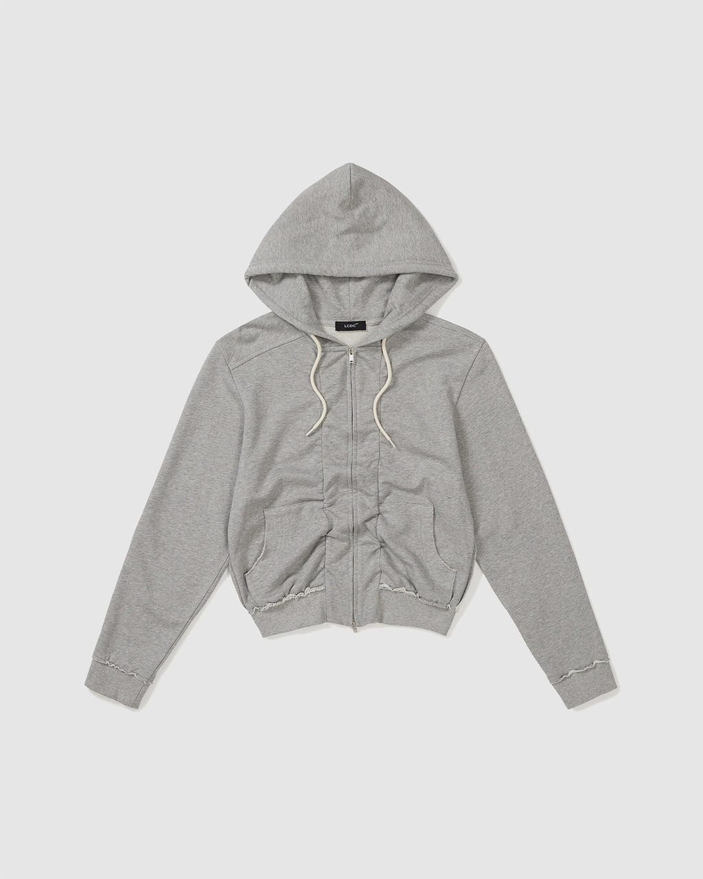 Shirring Detail Zip-Up Hoodie
