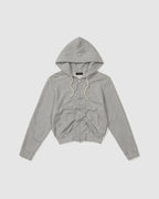 Shirring Detail Zip-Up Hoodie