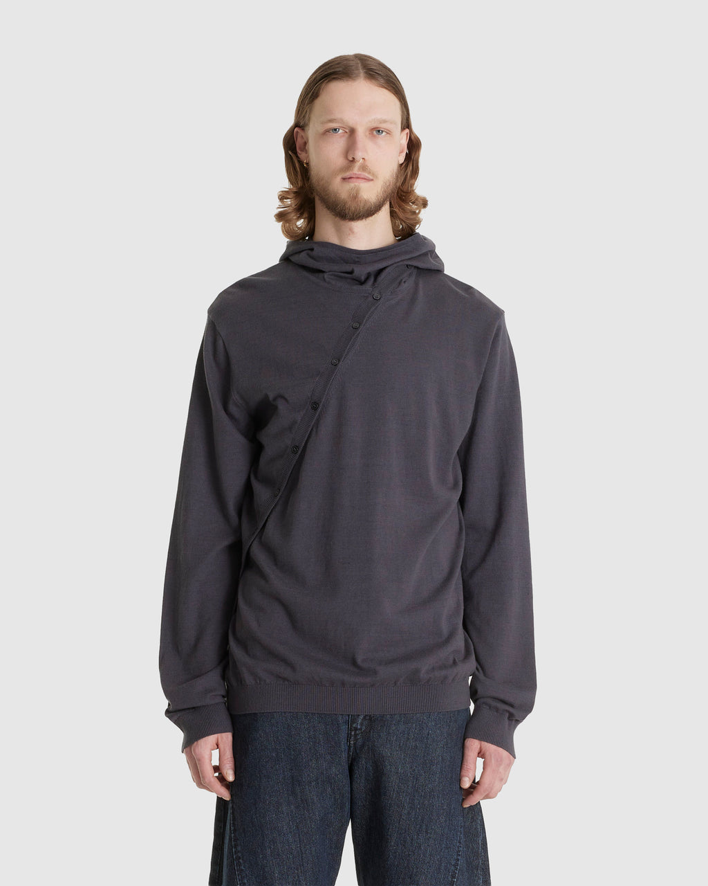8.0 Knit Hoodie Centre Charcoal