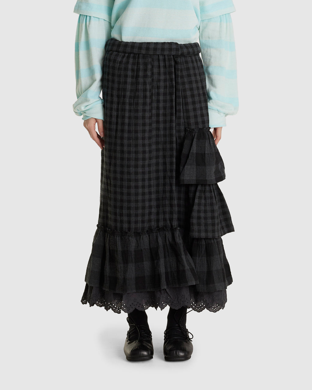 Rolled Waist Tiered Skirt