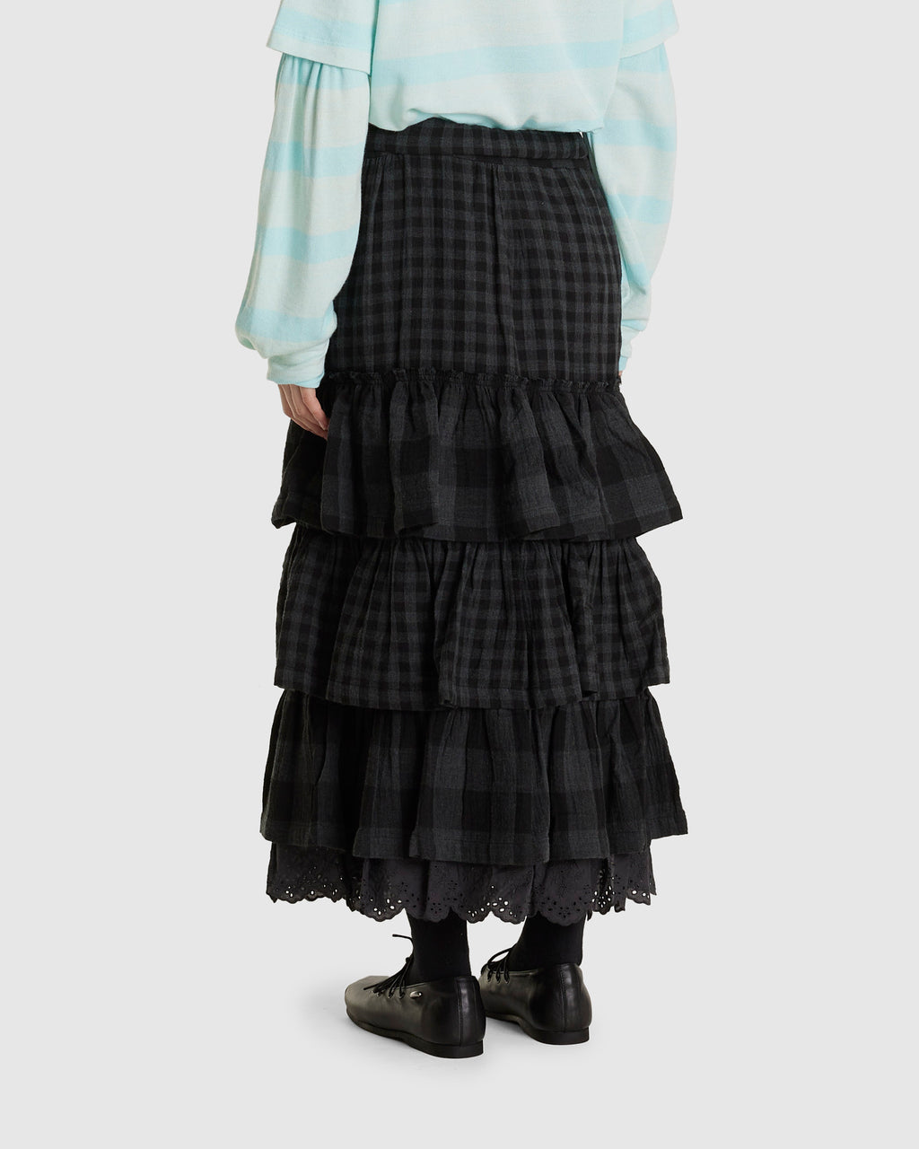 Rolled Waist Tiered Skirt