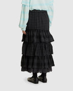 Rolled Waist Tiered Skirt