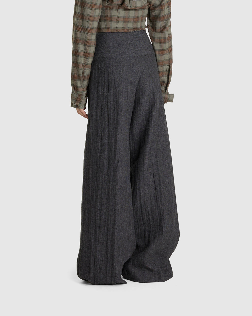 Griddle Trouser Stone Grey Plisse Wool