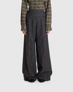 Griddle Trouser Stone Grey Plisse Wool