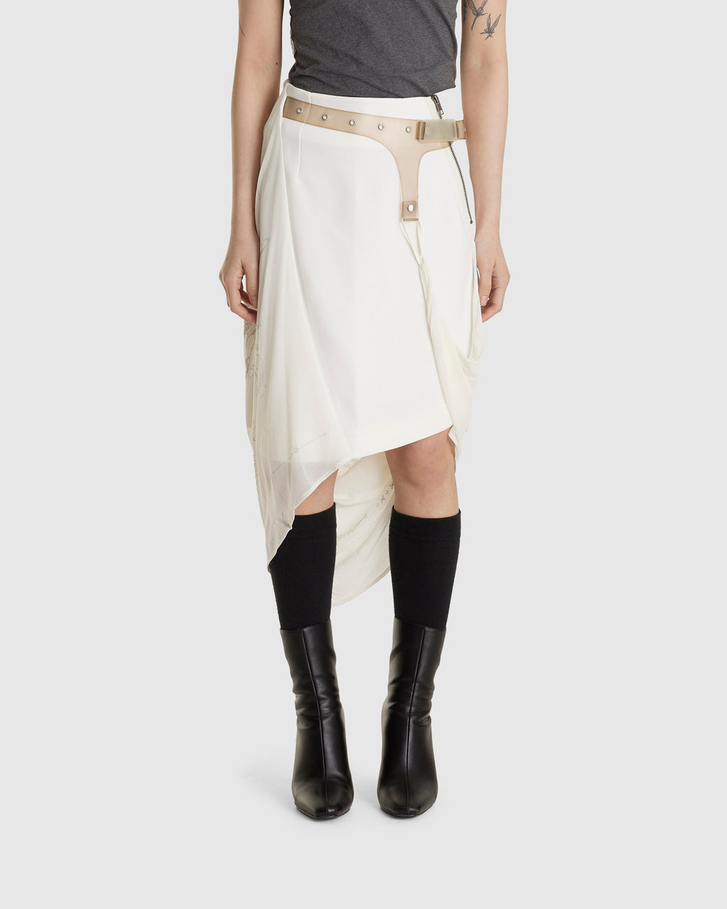 Graphic Wrap Skirt w/ Garter Belt