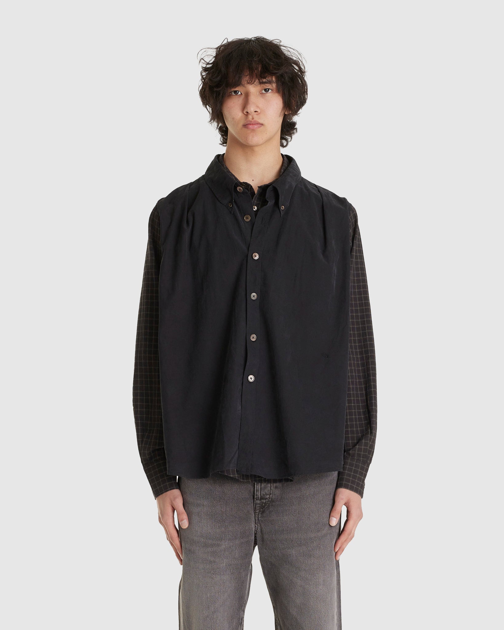 Double Borrowed Shirt Black Faux Lumberjack Check