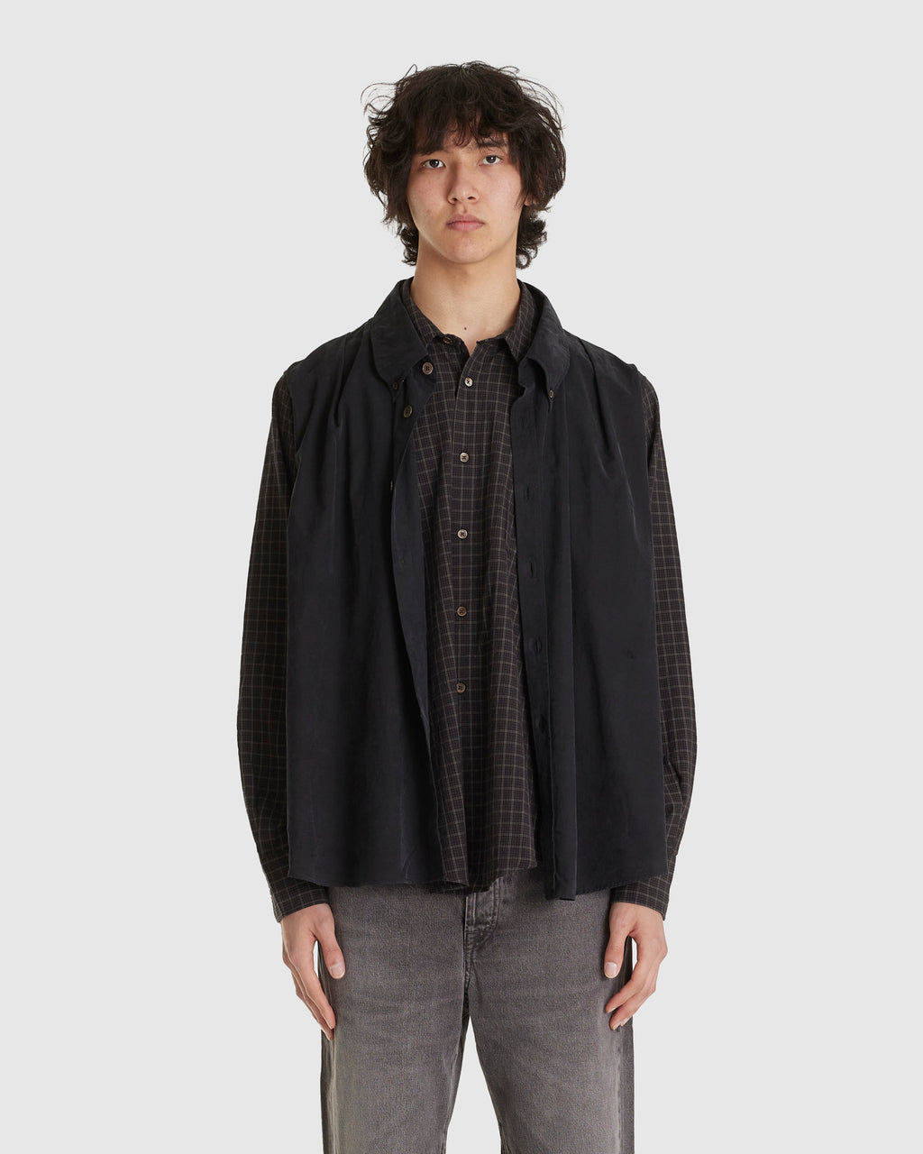 Double Borrowed Shirt Black Faux Lumberjack Check