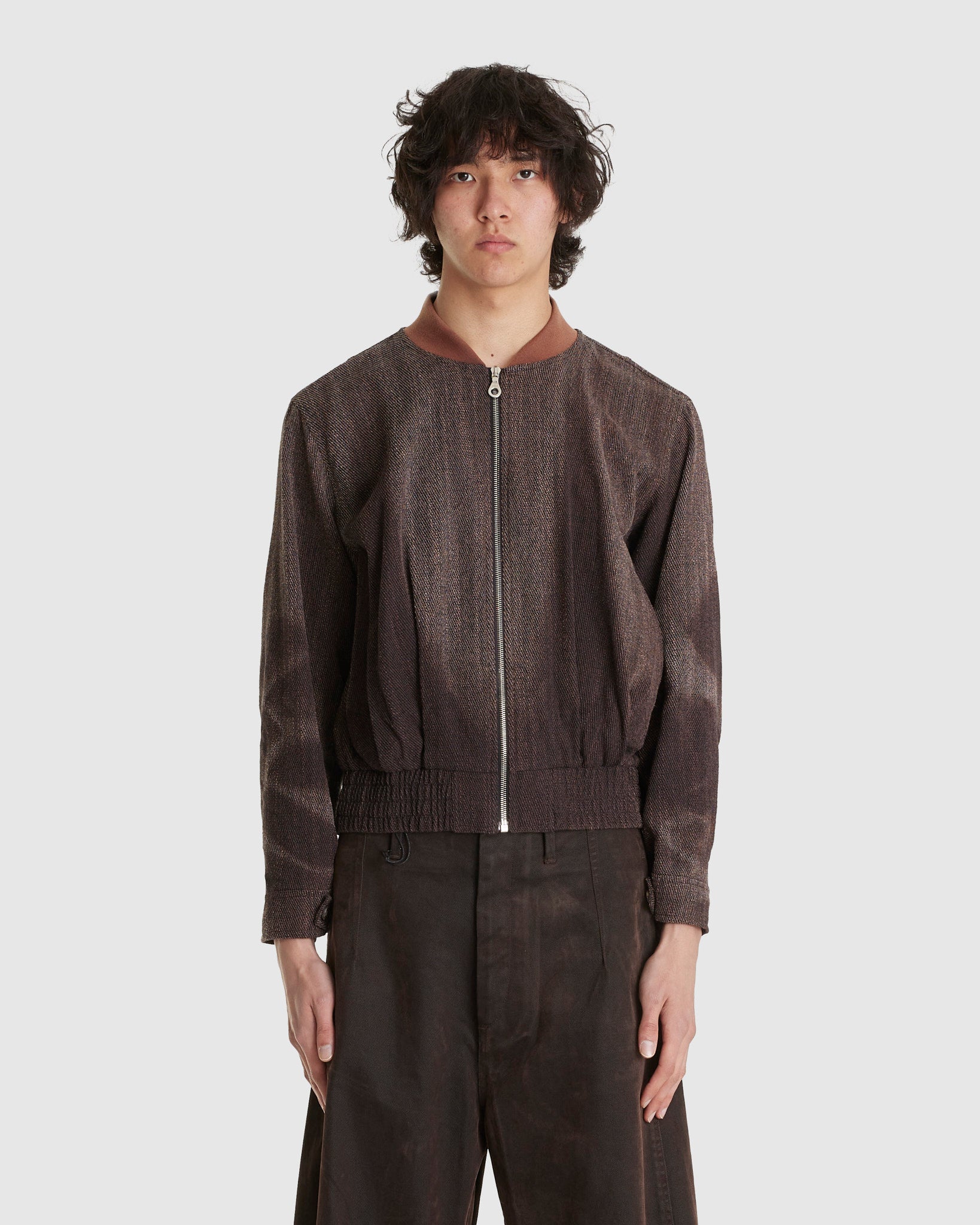 JIYONGKIM Sun-bleached Pleated Bomber Brown – Chinatown Country Club