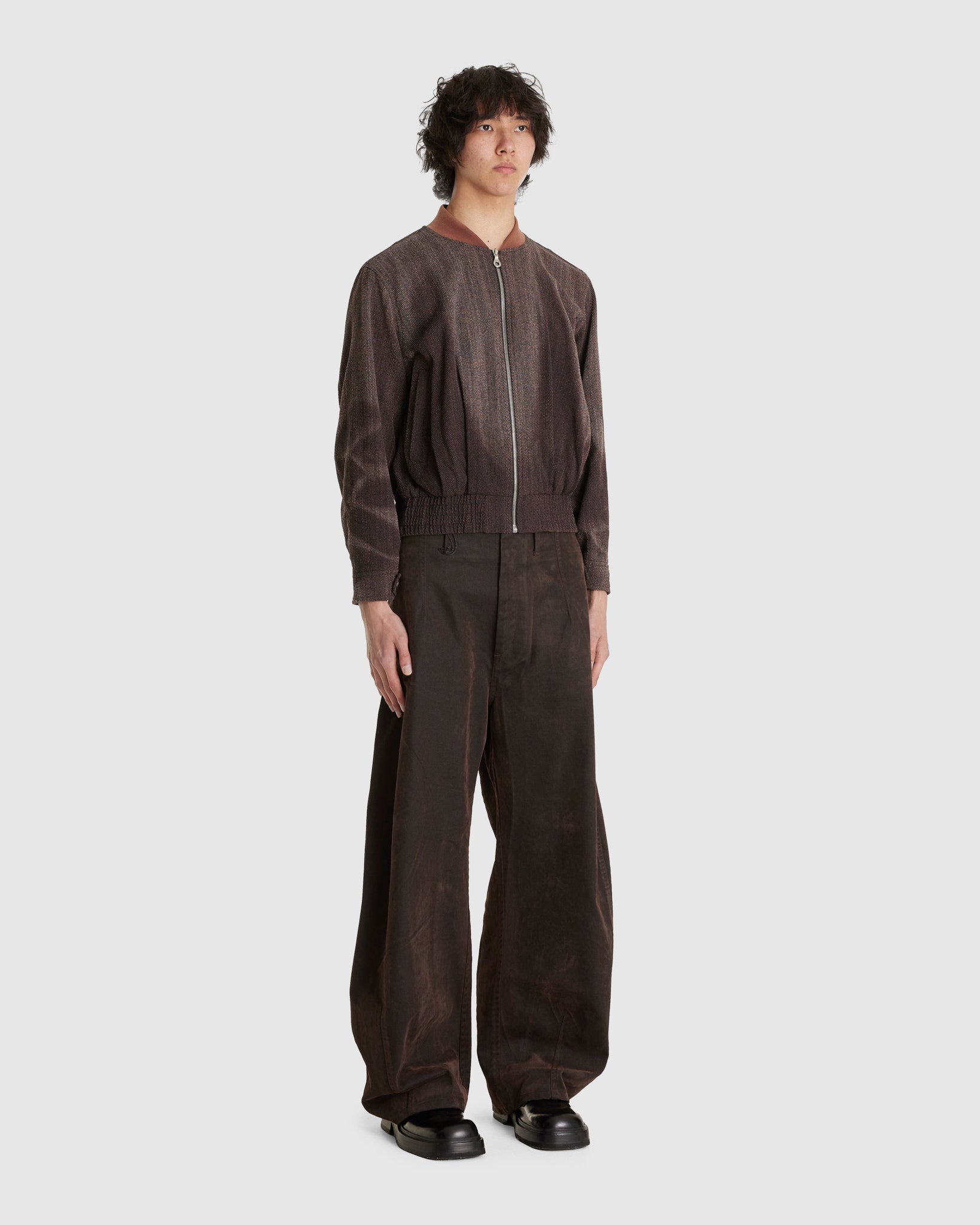 JIYONGKIM Sun-bleached Pleated Bomber Brown – Chinatown Country Club