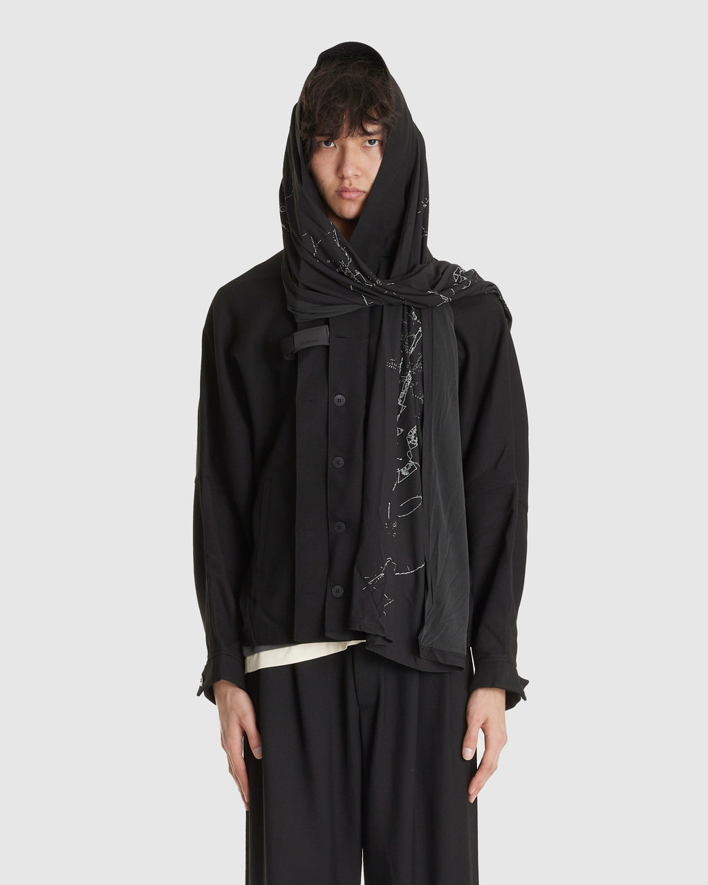 Hooded Jacket w/ Graphic Muffler