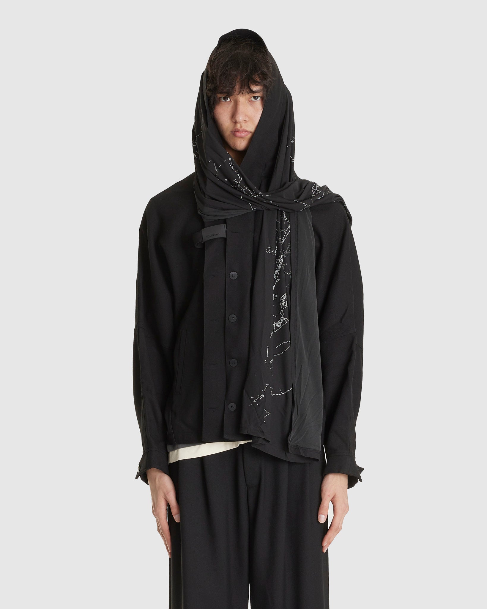 Hooded Jacket w/ Graphic Muffler