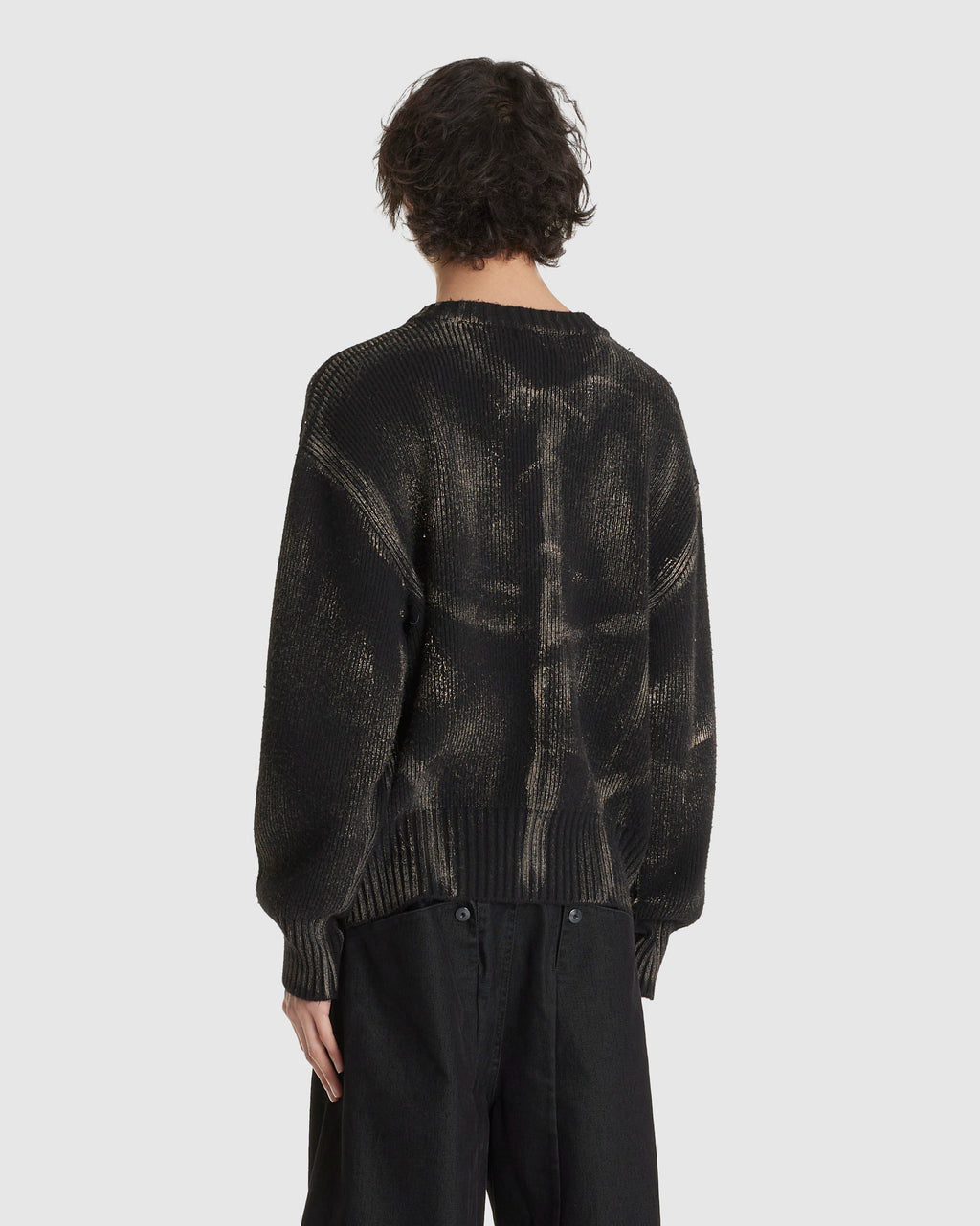 Painted Corset Knit Cardigan Black