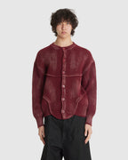 Painted Corset Knit Cardigan Burgundy