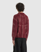 Painted Corset Knit Cardigan Burgundy