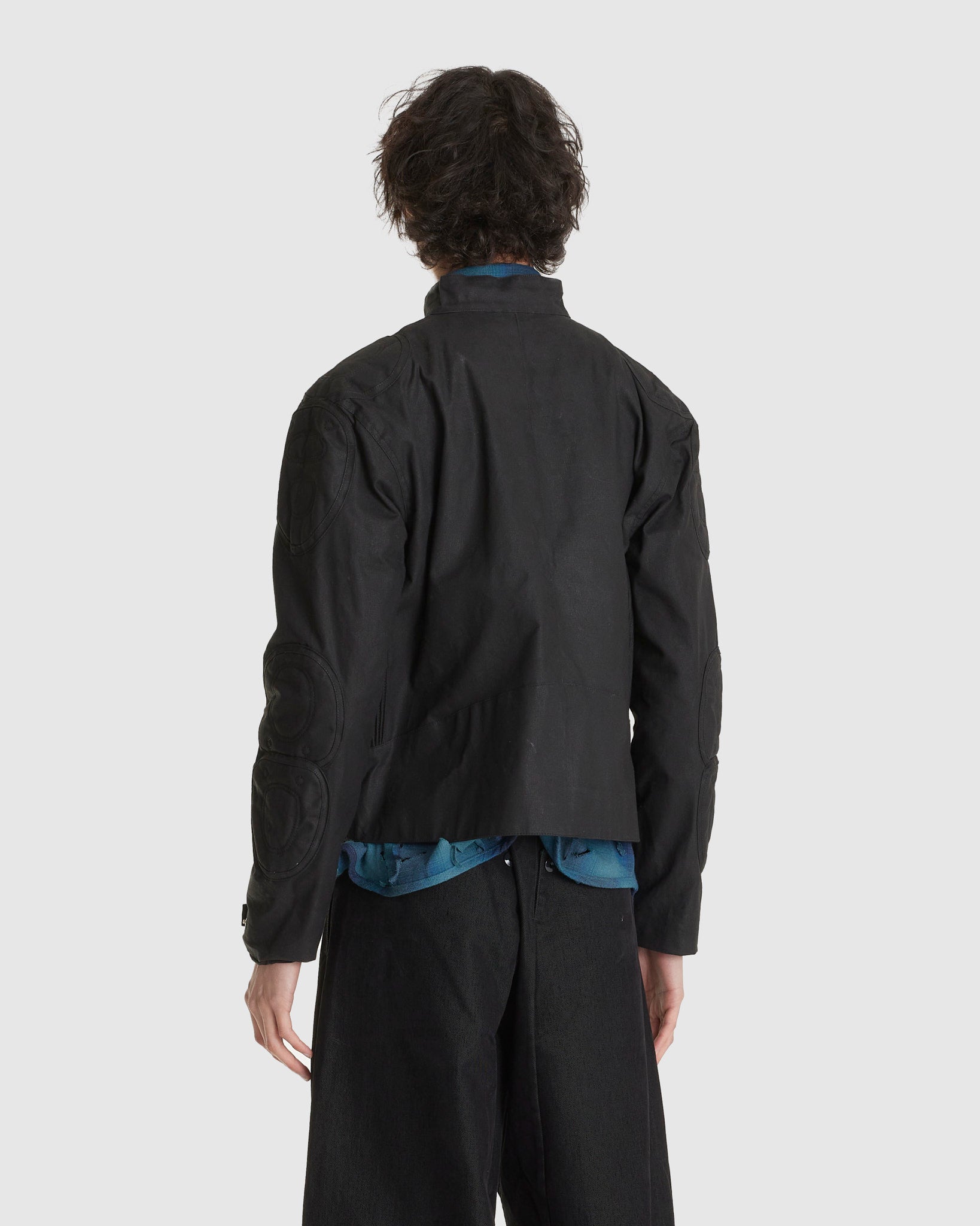 Waxed Embossing Biker Jacket