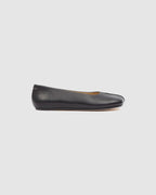 Stitch-out Leather Ballerina Flats Black