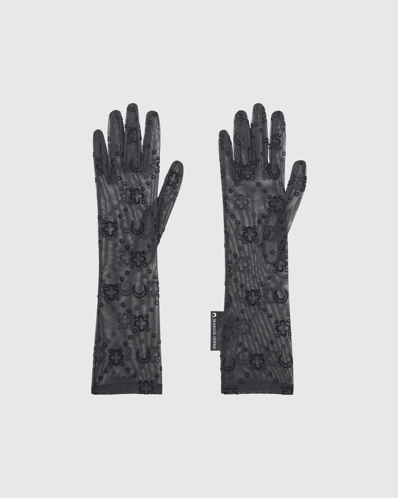 Moonogram Mesh Flock Short Gloves